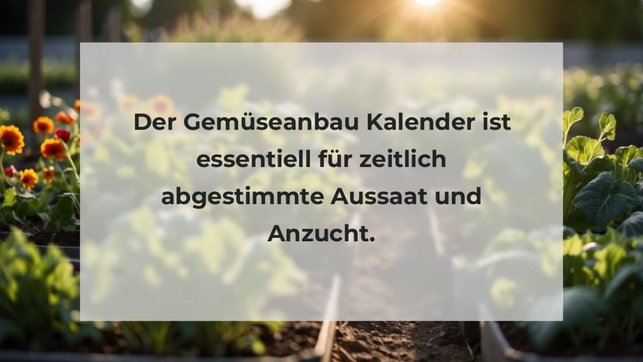 Der Gemüseanbau Kalender ist essentiell für zeitlich abgestimmte Aussaat und Anzucht.