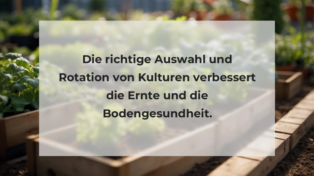 Die richtige Auswahl und Rotation von Kulturen verbessert die Ernte und die Bodengesundheit.