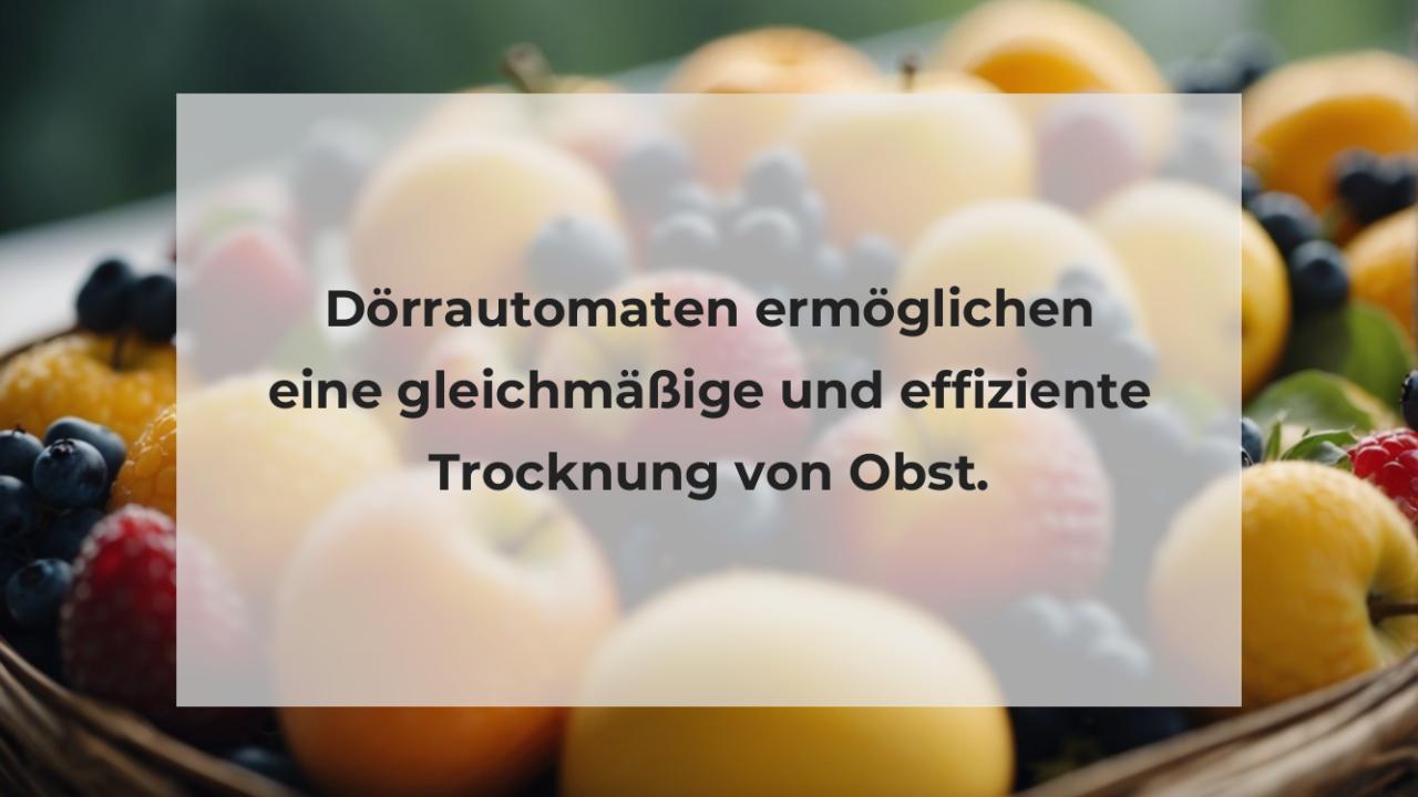 Dörrautomaten ermöglichen eine gleichmäßige und effiziente Trocknung von Obst.