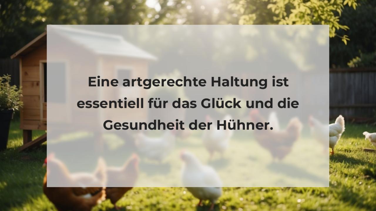 Eine artgerechte Haltung ist essentiell für das Glück und die Gesundheit der Hühner.