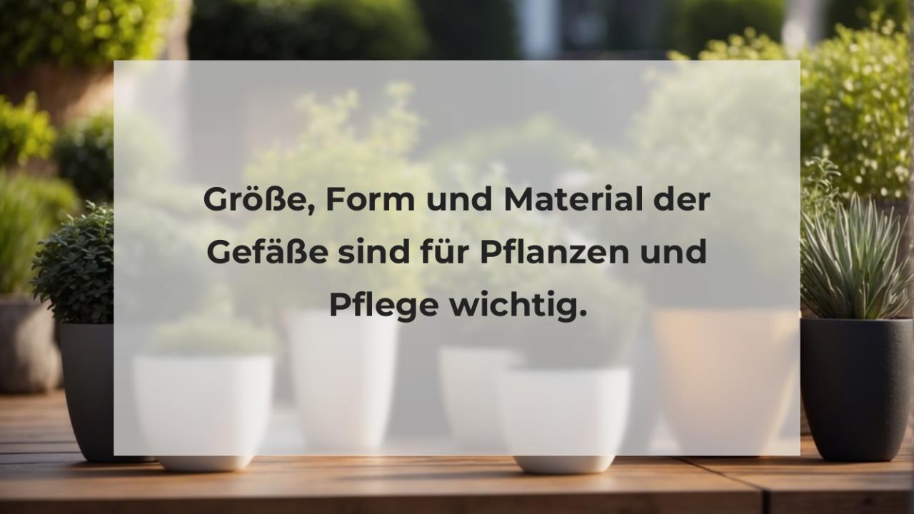 Größe, Form und Material der Gefäße sind für Pflanzen und Pflege wichtig.