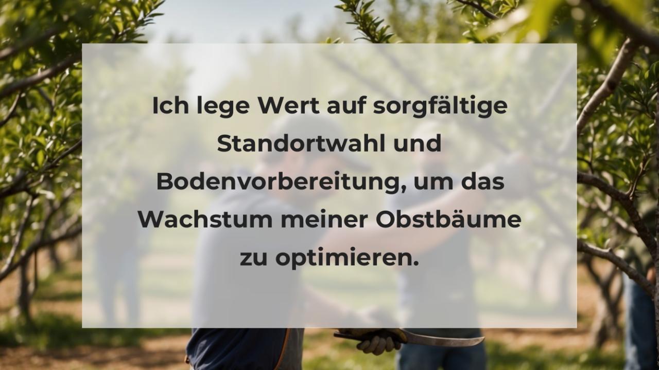 Ich lege Wert auf sorgfältige Standortwahl und Bodenvorbereitung, um das Wachstum meiner Obstbäume zu optimieren.