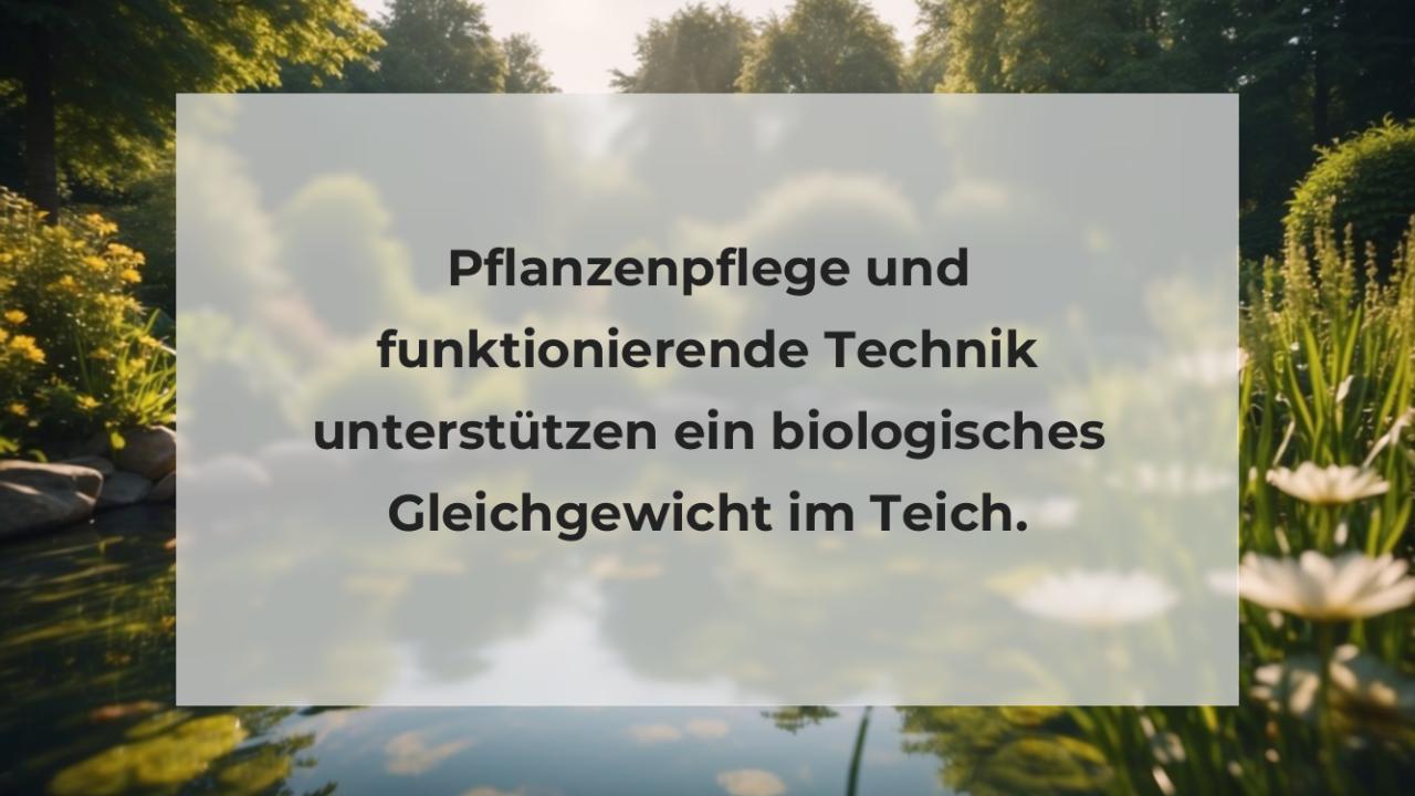 Pflanzenpflege und funktionierende Technik unterstützen ein biologisches Gleichgewicht im Teich.