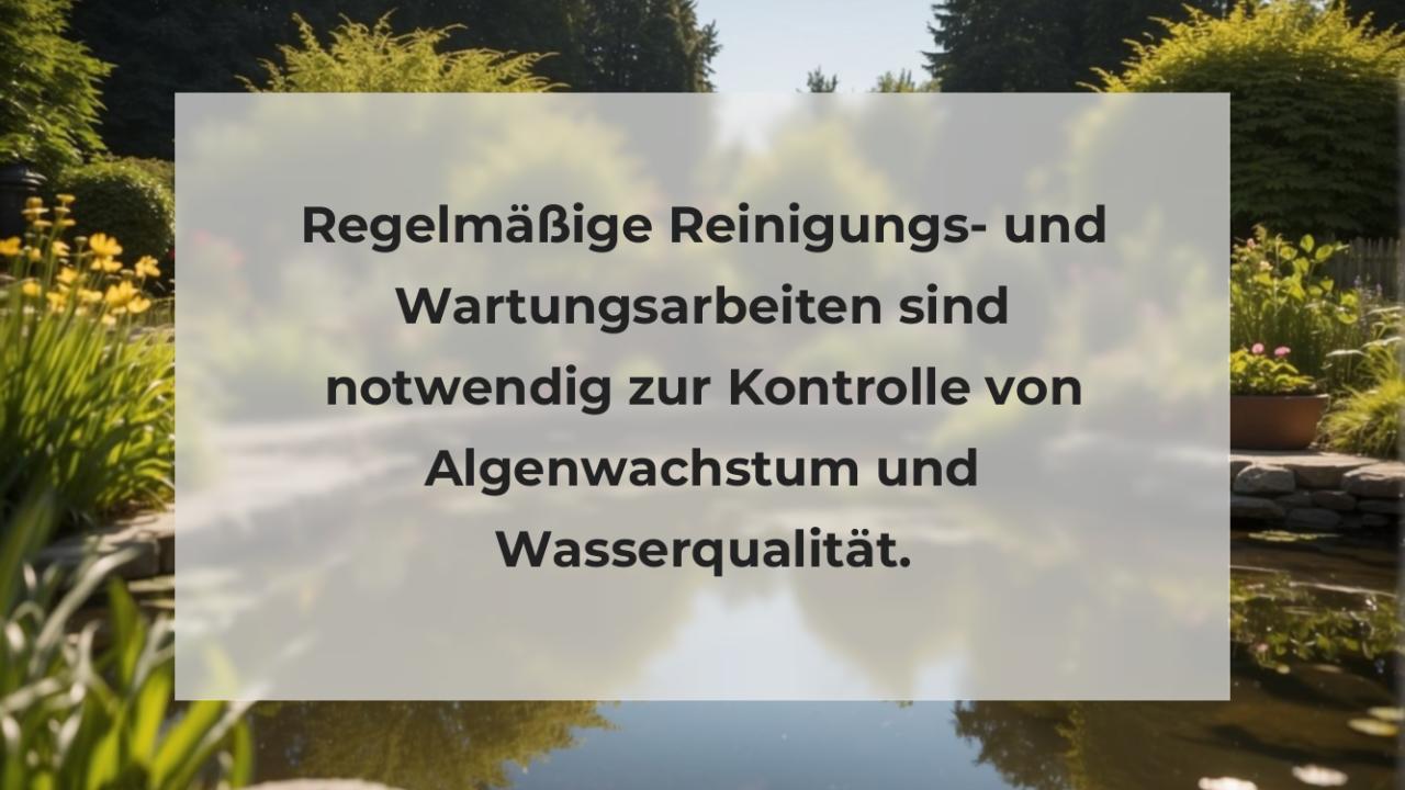 Regelmäßige Reinigungs- und Wartungsarbeiten sind notwendig zur Kontrolle von Algenwachstum und Wasserqualität.