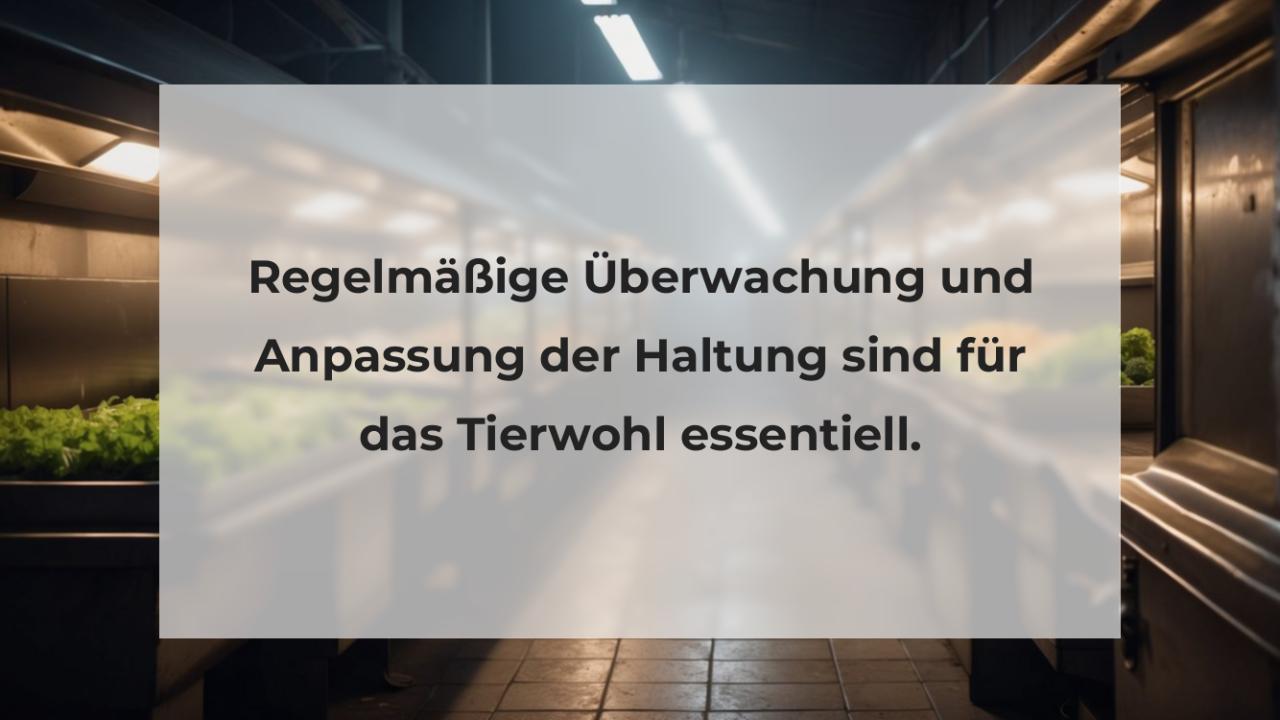 Regelmäßige Überwachung und Anpassung der Haltung sind für das Tierwohl essentiell.