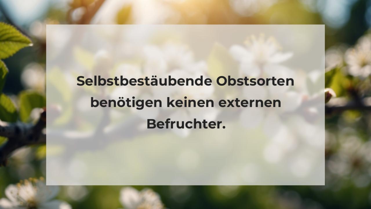 Selbstbestäubende Obstsorten benötigen keinen externen Befruchter.