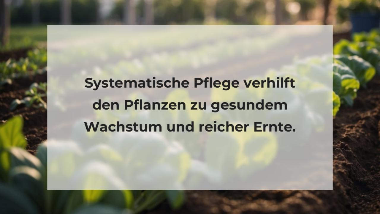 Systematische Pflege verhilft den Pflanzen zu gesundem Wachstum und reicher Ernte.